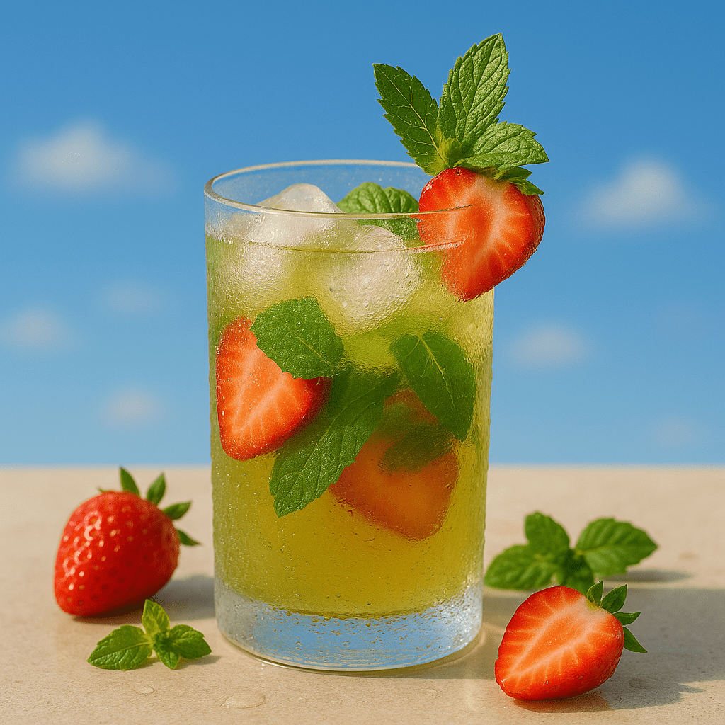 La recette du thé glacé maison bio en vrac à la fraise et à la menthe.