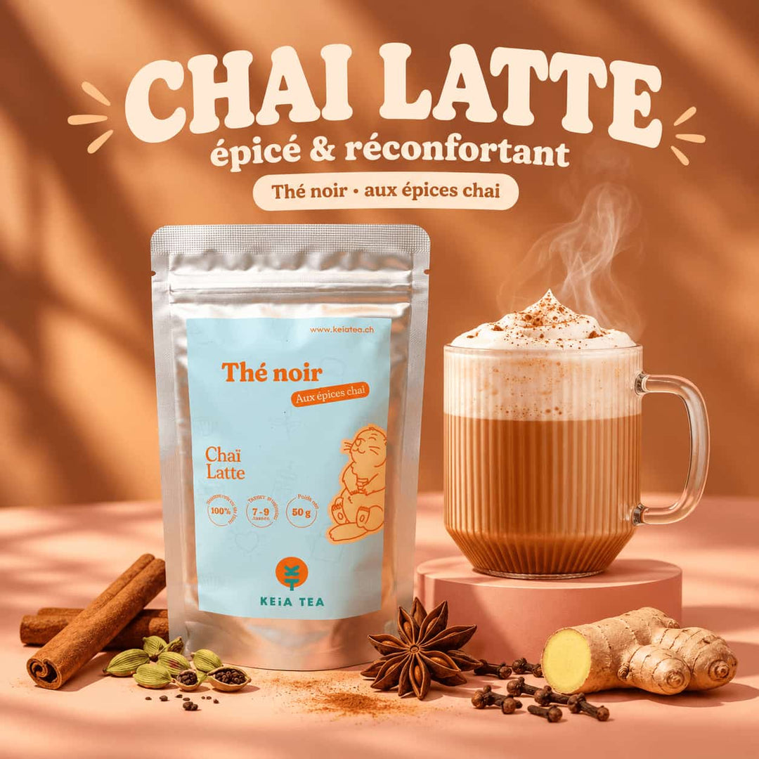 Un délicieux chaï latte keia tea crémeux et gourmand