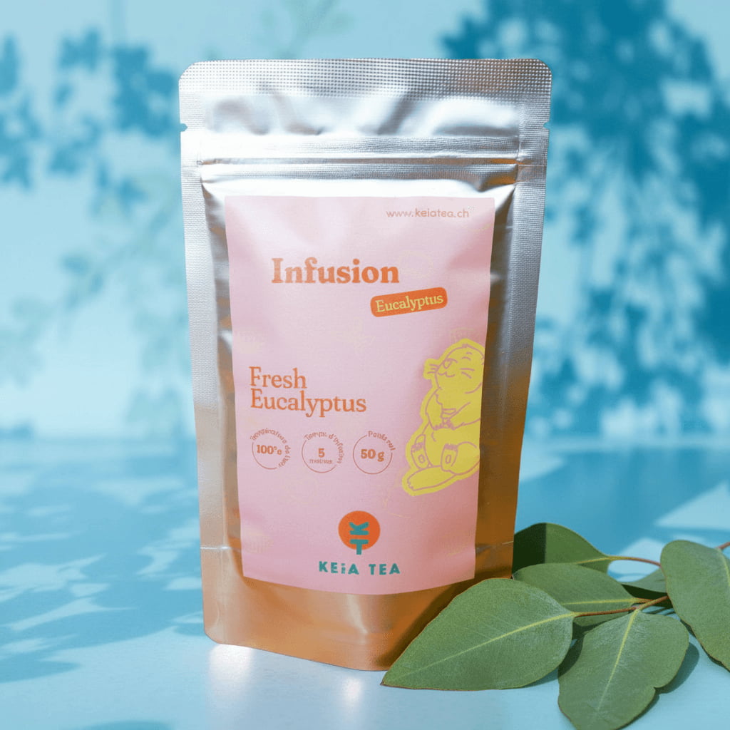 Sachet d'infusion bio Fresh Eucalyptus 100 % feuilles d'eucalyptus, Keia Tea boutique de thé suisse
