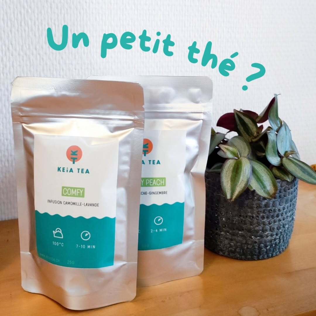 Collection de sachets de thé diversifiés, illustrant l'authenticité et la richesse de notre gamme de thés en vrac suisses.