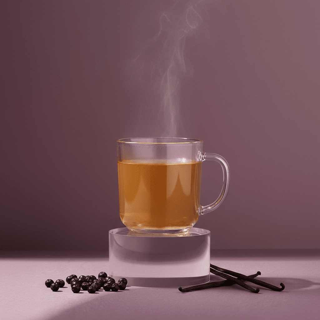 Une tasse chaude d'infusion en vrac sureau et vanille par Keia Tea Suisse