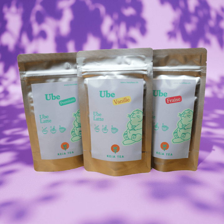 Pack découverte Ube Keia Tea regroupant trois poudres d'ube premium pour lattes et pâtisserie.