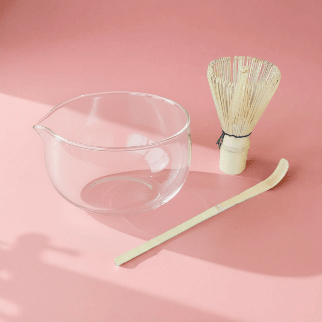 Joli kit à matcha bol transparent en verre