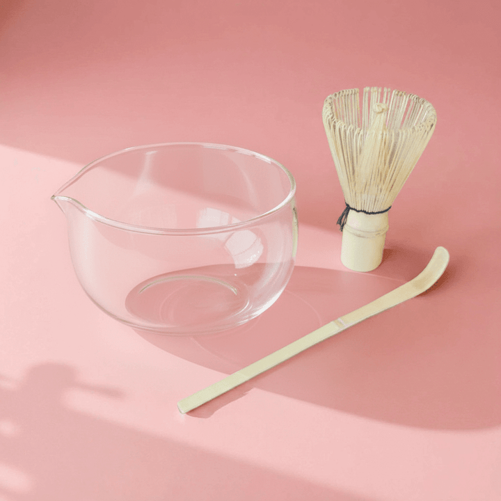 Joli kit à matcha bol transparent en verre
