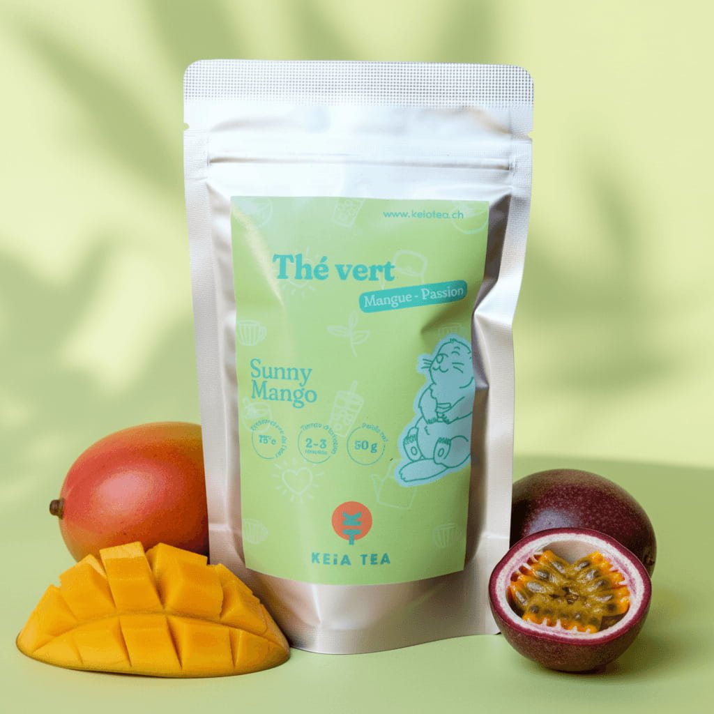 délicieux thé vert à la mangue et an fruit de la passion bio en vrac