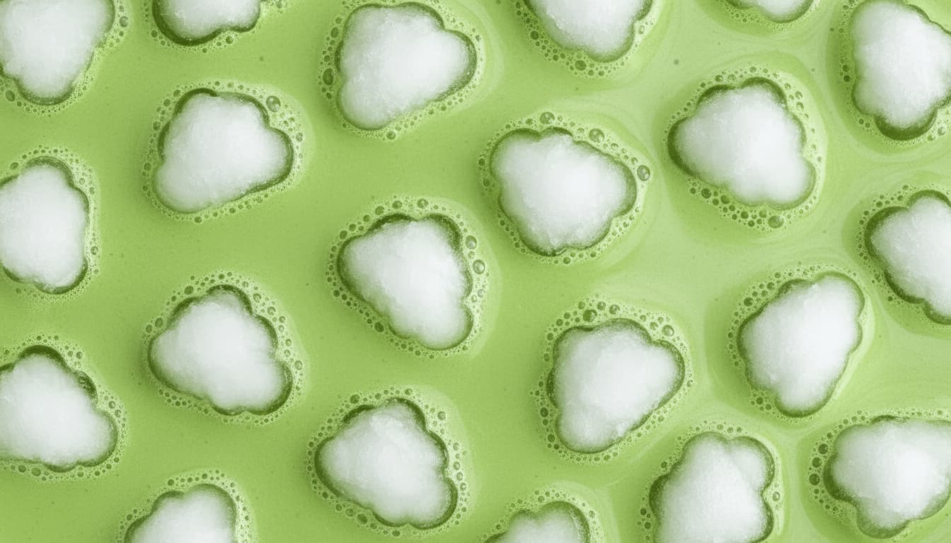 Des glaçons nuages dans un matcha latte gourmand