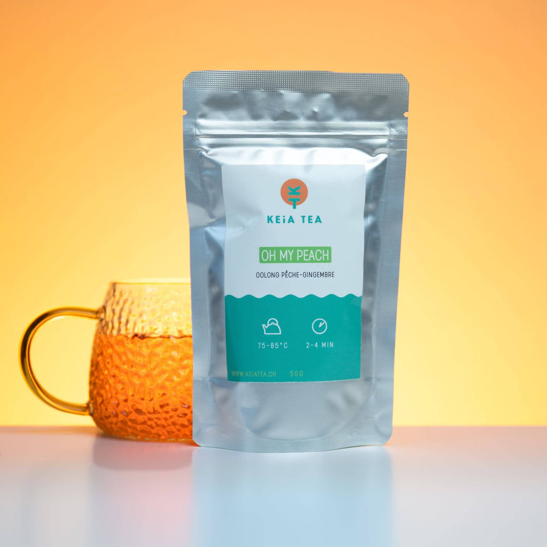 Thé oolong bio pêche et gingembre en sachet - Thé semi-oxydé en vrac suisse