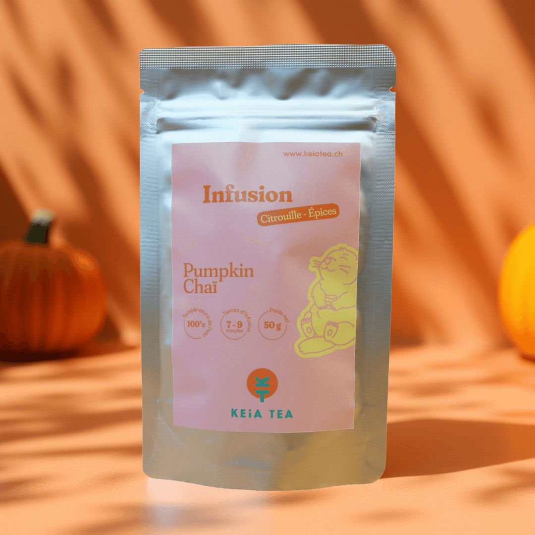Un sachet d'infusion à la citrouille et aux épices pumpkin chaï