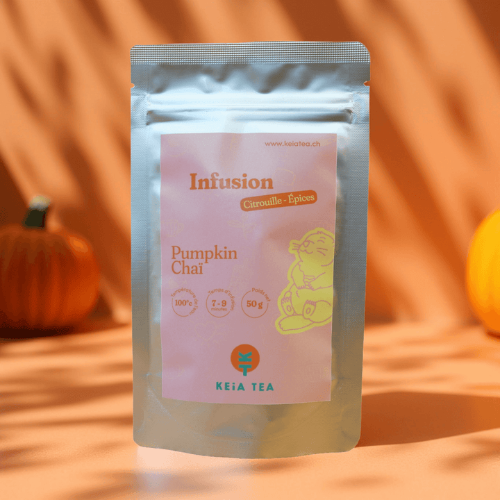 Un sachet d'infusion à la citrouille et aux épices pumpkin chaï