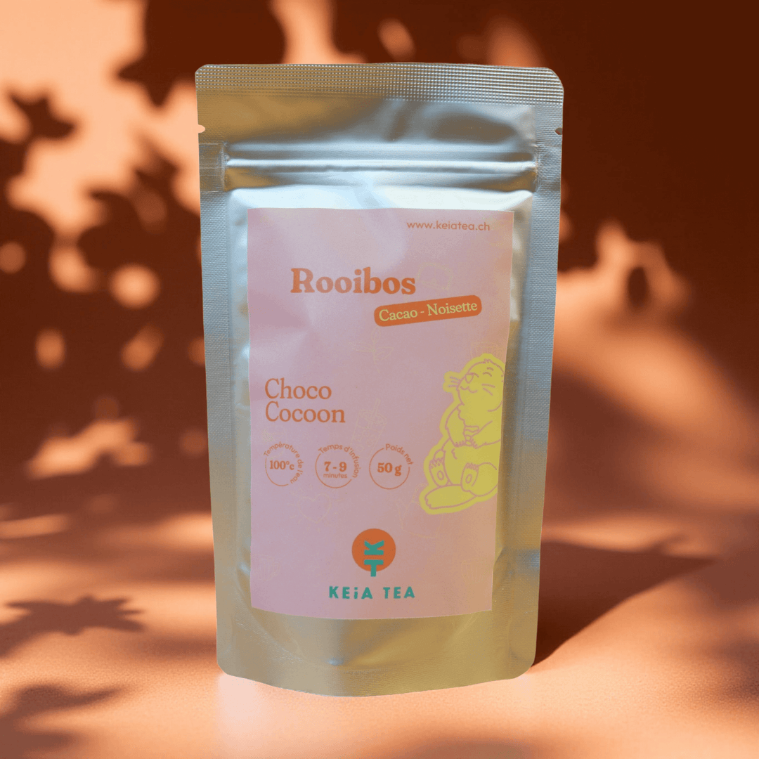 Un sachet de rooibos en vrac dela marque Keia Tea parfumé au chocolat et à la noisette