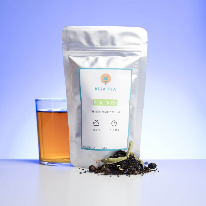 Sachet de thé vert glacé ingrédients bio suisse Peach Era à la pêche en vrac disponible à Lausanne