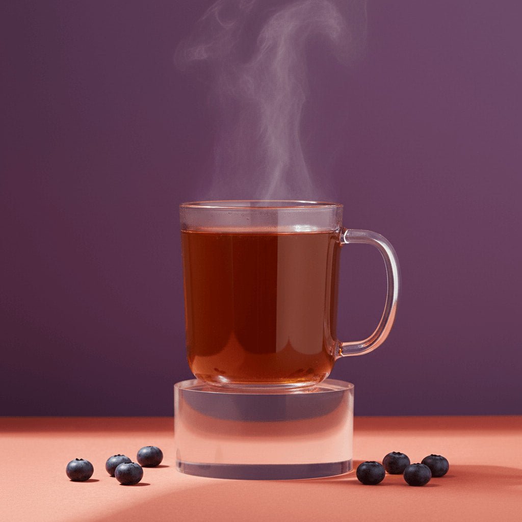 Un délicieux thé noir fruité à la myrtille, chaud et réconfortant